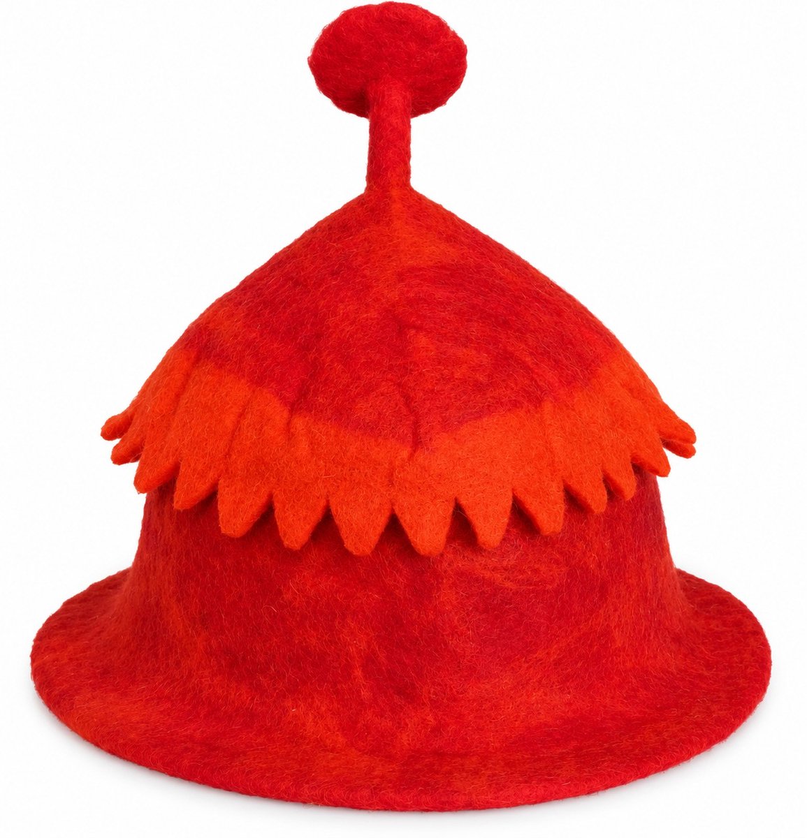 Boutique Trukado - Vilten Hoed - Sauna muts met Kartelrand oranje - handgevilt, 100% wol - één maat