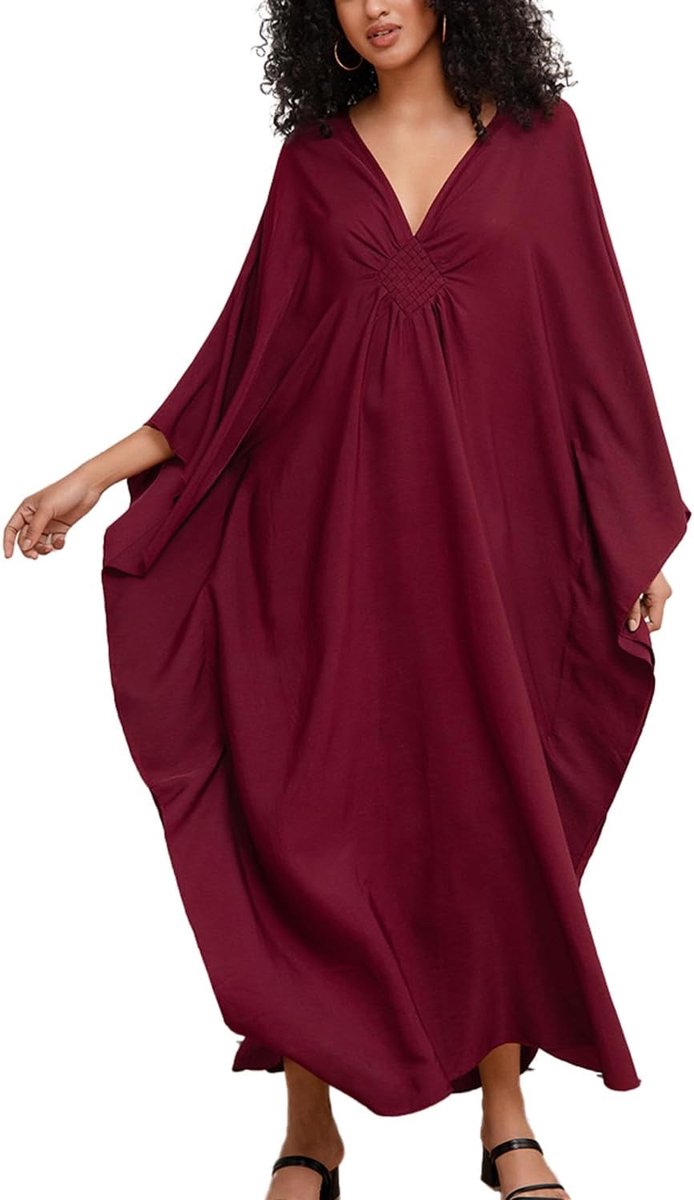 Zomer Bohemian Lange Kaftan Etnische Patroon Maxi Jurk Strand Bikini Cover Ups Sunblock