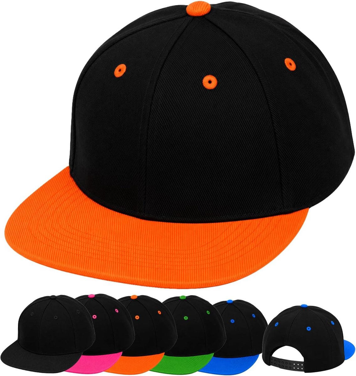 4sold Junior Original Cap Unisex Jongens Meisjes pet Baseball Cap Hut Kinderpet, zwart/oranje., Eén maat