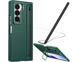 Hoesje voor Galaxy Z Fold6 met een styluspen, Fold 6 hoesje met standaard + S Pen sleuf, schermbeschermer aan de voorkant voor Samsung Galaxy Z Fold6 met verstelbare opvouwbare standaard, groen