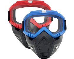 2 stuks tactisch masker, afneembare brillenmaskers, compatibel met Nerf Rival, Apollo, Zeus, Khaos, Atlas, Artemis Blasters Rival-masker (rood en blauw)