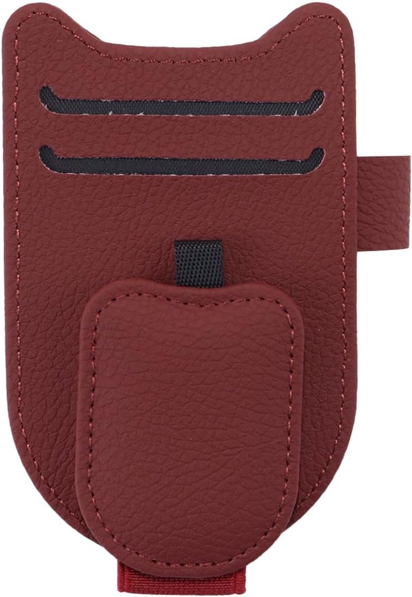 Auto bill houder, auto zonneklep zonnebril brilhouder, leer multifunctionele opslag clip, rood