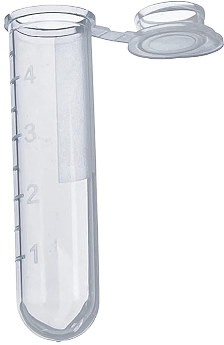 5 ml kunststof EP buis ronde bodem centrifuge buis, gegradueerde centrifuge buis met klikdop polypropyleen, autoclaveerbaar 300 stks/zak