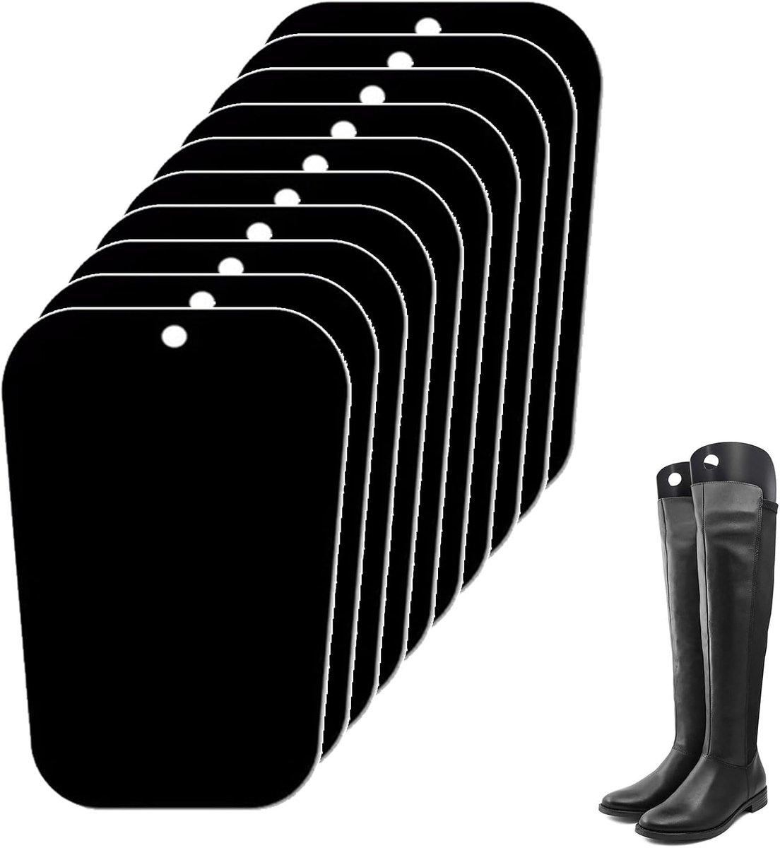 Laarzenspanner, 10 Stuks Laarsvorminzetstukken, 16 Inch Hoge Laarssteun, Kunststof Laarzenstandaard, Herbruikbare Kunststof Laarshouder, Laarzenvorm-Inzetstukken voor Dames en Heren (Zwart)