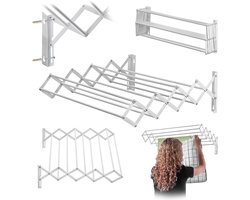 KADAX Wandwasdroger 60 cm, droogrek voor wandmontage, uittrekbare, ruimtebesparende droger voor handdoeken, inklapbare drooglijn met 6 sporten
