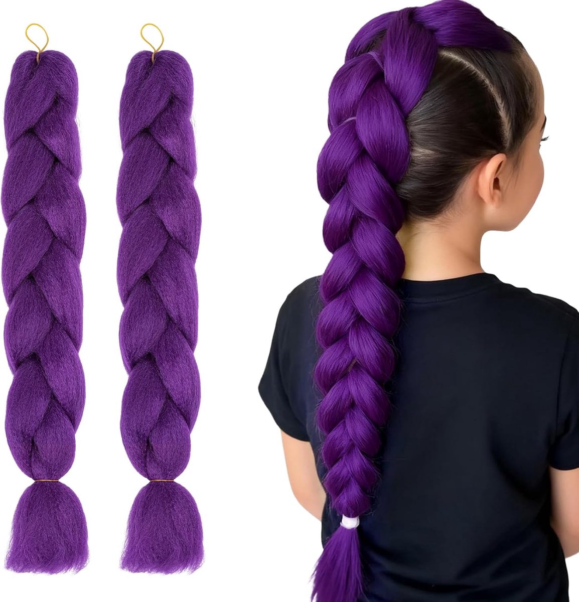 2 Stuks Paarse Pruik voor Kinderen voor Halloween Kerst Toneel Aankleden