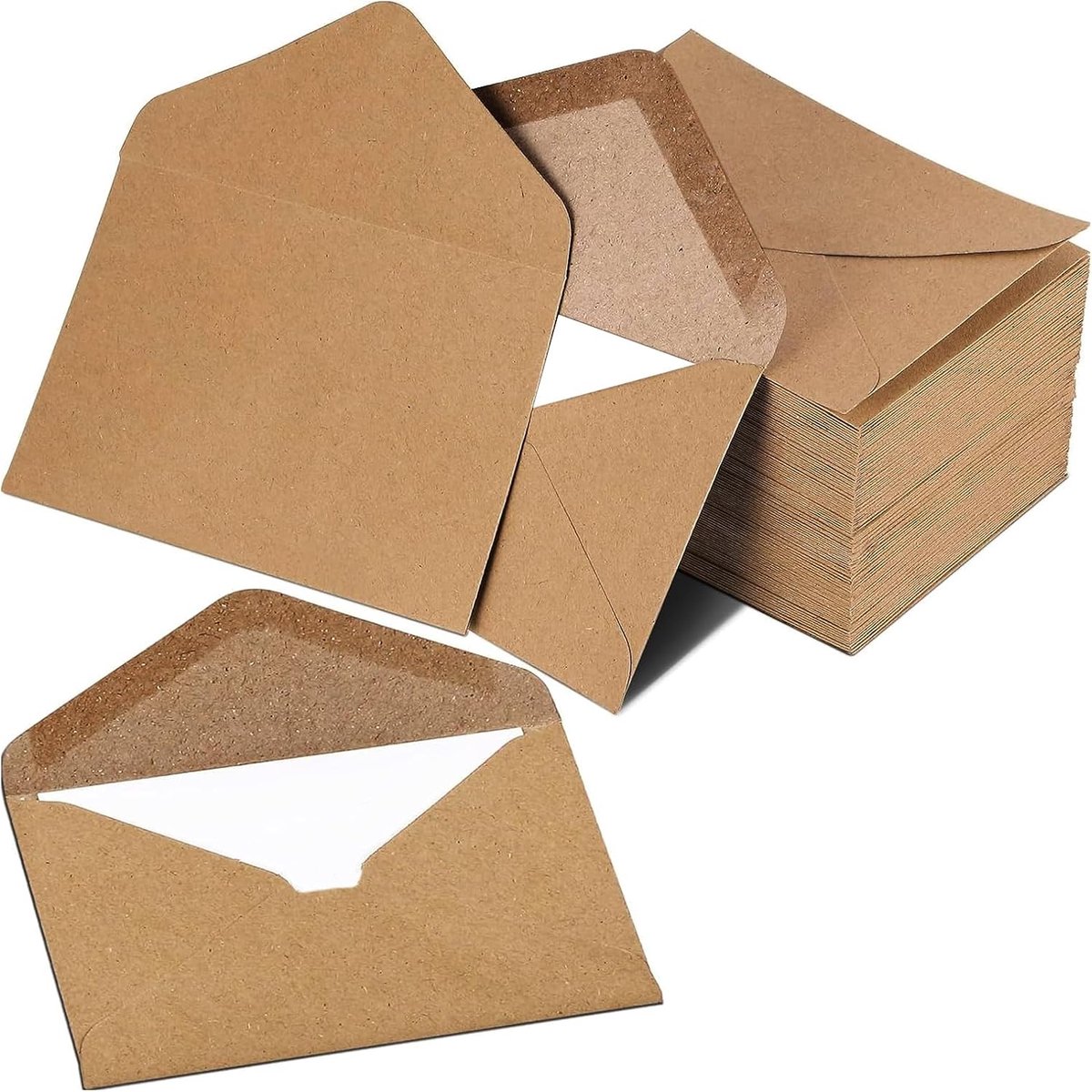 Enveloppen van kraftpapier (DIN C6-162 x 114 mm), voor brieven, wenskaarten, uitnodigingskarton, verjaardagskaart, brand, 100 stuks
