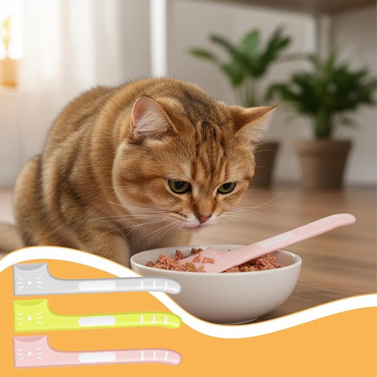 6 stuks kattenvoerlepel, spatel, siliconen kattenlepels voor natvoer, kattenvoer, menglepels voor huisdiervoeding, ingeblikte schepbenodigdheden voor katten en honden, gemakkelijk schoon te — afbeelding 4