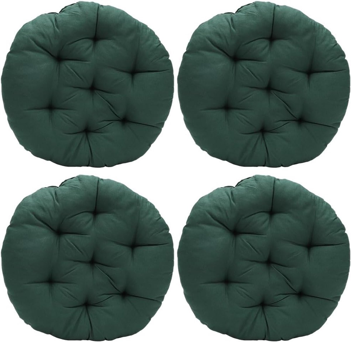 Set van 4 ronde stoelkussens, comfortabel zitkussen, 40 x 40 x 3 cm, rond vloerkussen, stoelkussen voor binnen en buiten, voor eetkamer, woonkamer, studeerkamer (groen)
