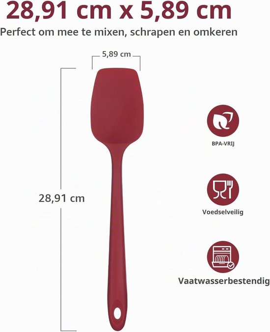 Silicone lepel Spatel 315 ℃ Hoge Hittebestendige (Rood) — afbeelding 2