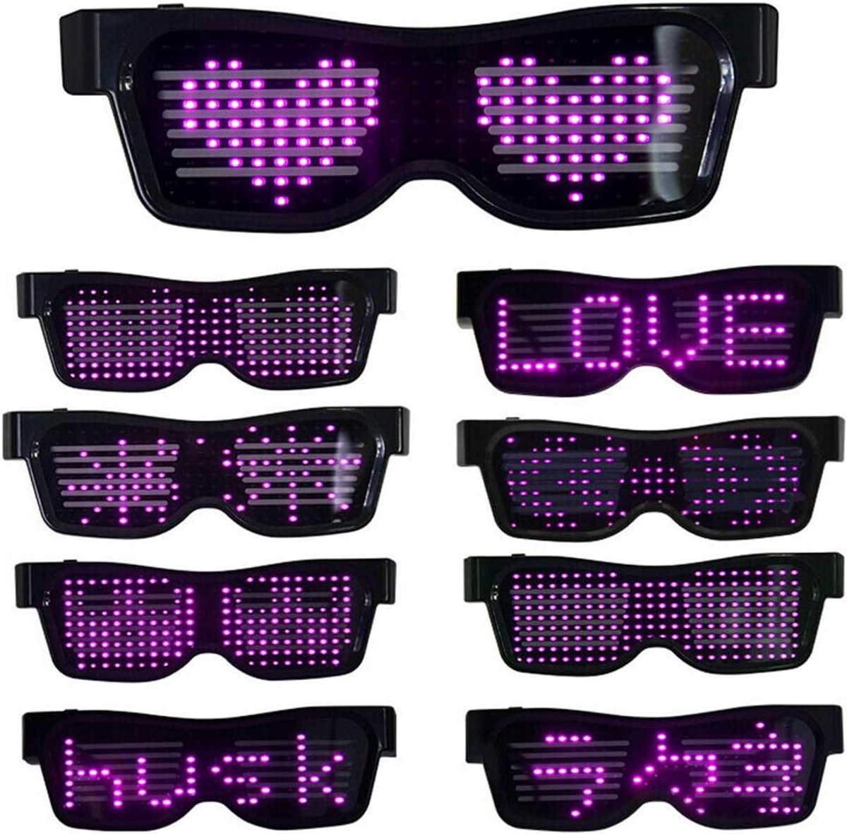 LED Bril Aanpasbare BT Oplichtende Bril Bluetooth APP Verbonden LED Display Smart Bril USB Oplaadbare DIY Funky Brillen voor Nachtclub Party Podium DJ Halloween