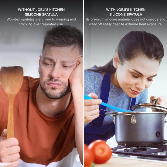 Spatels voor koken, bakken - keukengerei met antiaanbaklaag - cakebeslag crèmeschraper - hittebestendig en voedselveilig - oranje, blauw, groen, rood — afbeelding 5