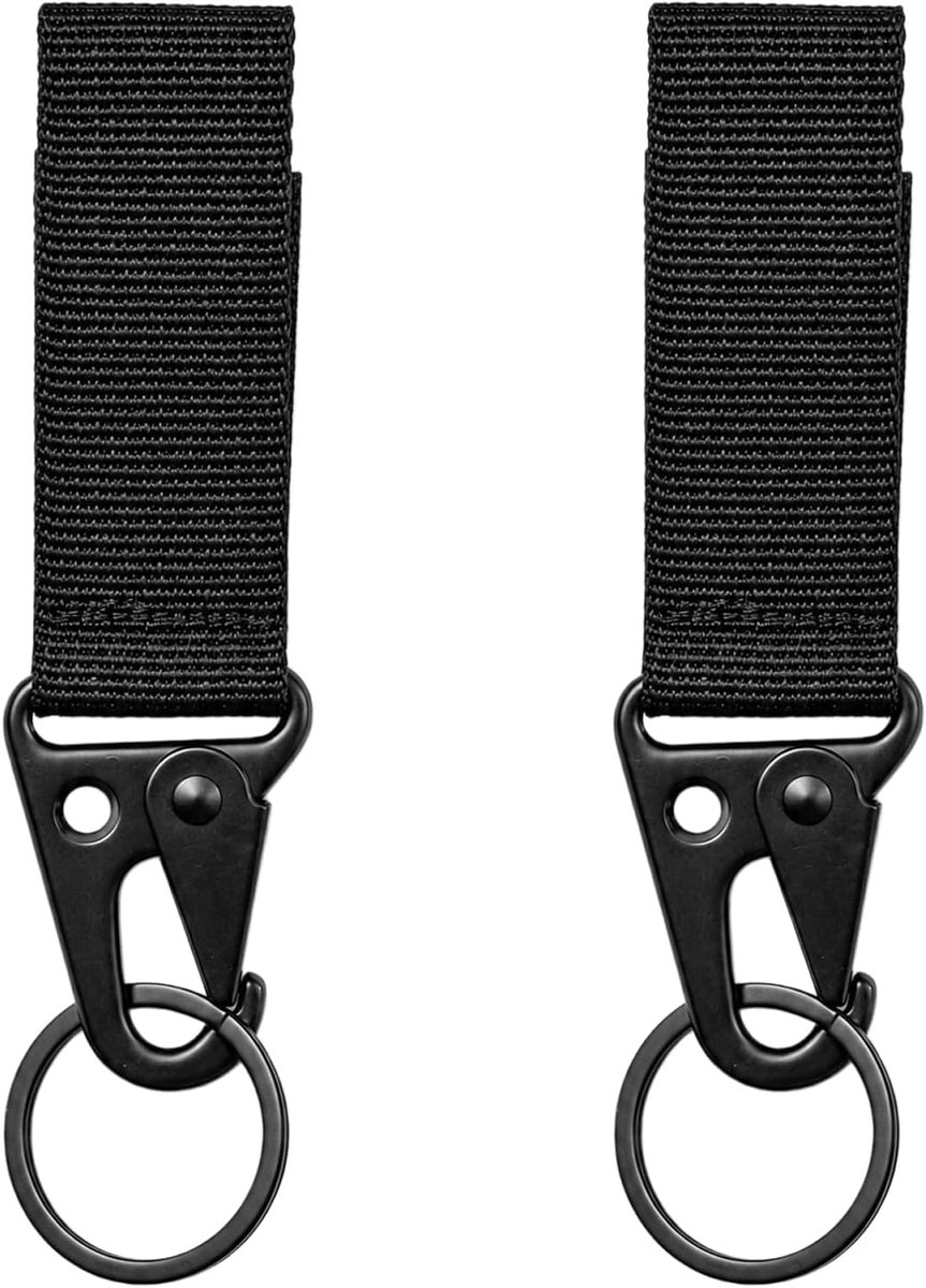 2 stuks Riemclip, sleutelhanger voor riem, sleutelhanger om aan de riem te hangen met verstelbare lus, veilige bevestiging voor sleutels en accessoires, dagelijks, werk, reis, outdoor