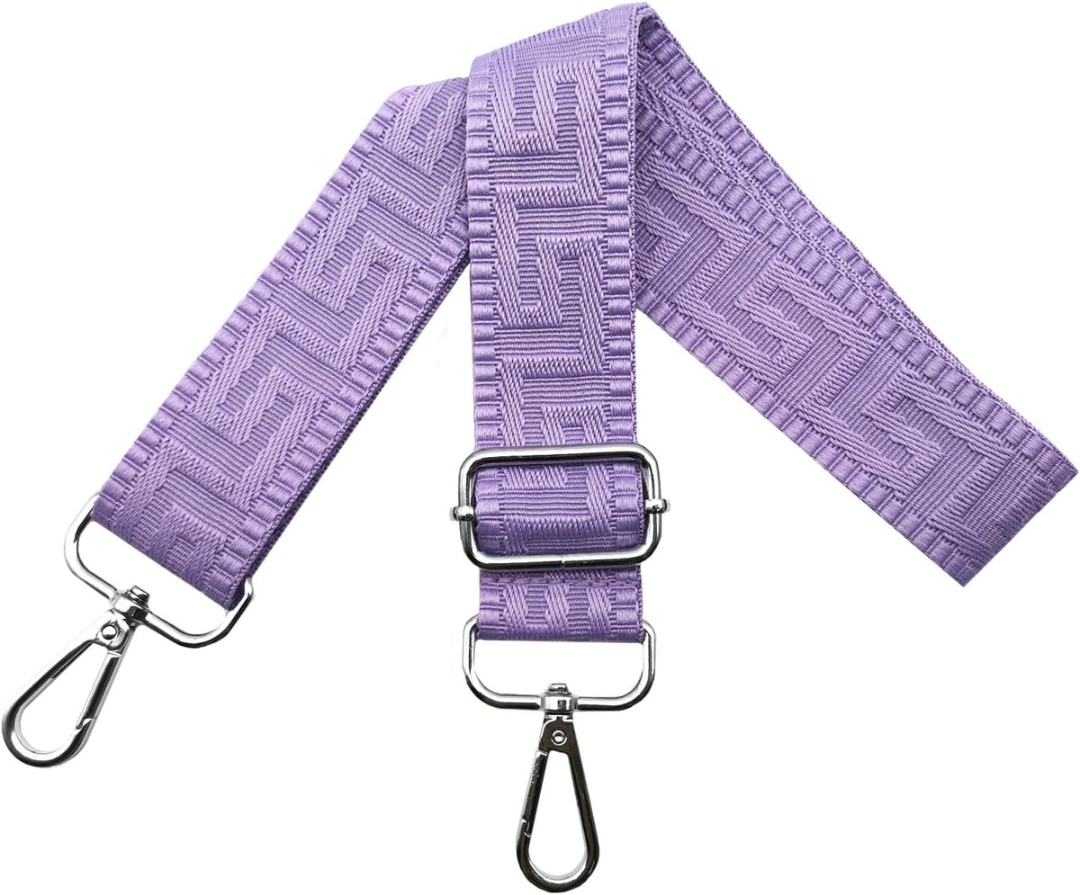 Verstelbare tasriem, breedte 3,8 cm, met zilveren karabijnhaak, draagriem voor handtassen voor dames, veelkleurig, K, Puur Paars, 80-130cm, Modern