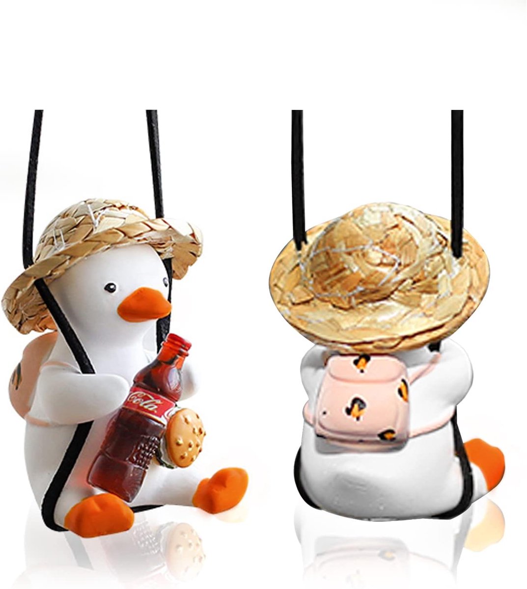 Eend Auto Hangerversiering, 1 STUK Anime Zwevende Eend Achteruitkijkspiegel Hanger, Schattige Vliegende Eend Auto Interieur Achteruitkijkspiegel Versiering Accessoires, Beste Cadeau voor