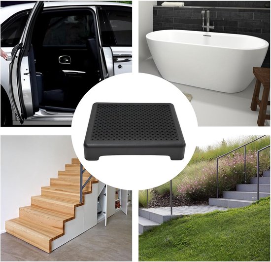 Antislip half-stap, instaphulp trapkruk, trapkruk treeplank, draagbare stapsteun traptrede, draagkracht tot 200 kg, voor gebruik op trappen en in douchecabines, zwart — afbeelding 5