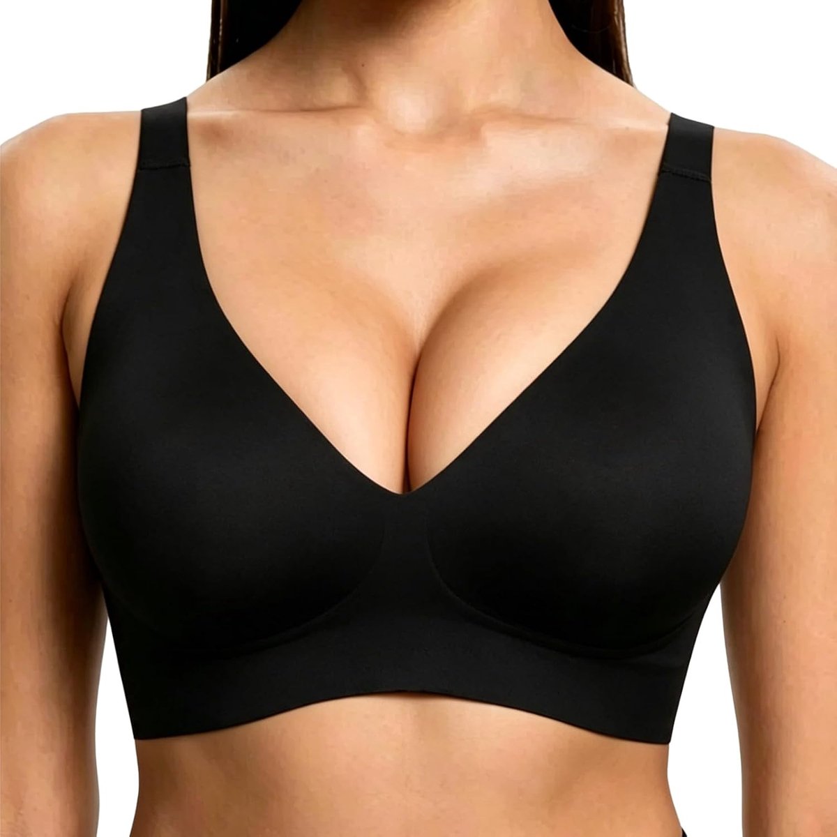 Bh's voor vrouwen UK, luipaardprint diepe V push-up beha, plus size draadloos comfort brede riem dagelijkse slaap jelly beha
