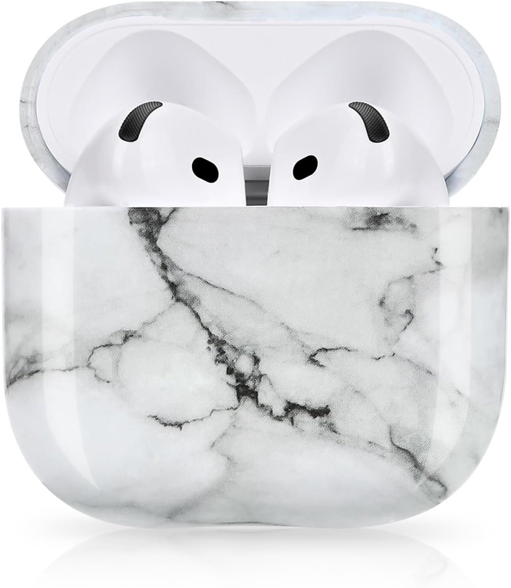 Hard PC Oordopjesbehuizing Compatibel met AirPods 4e Generatie 2024, Modieuze Marmer Print Design Volledige Lichaam Schokbestendige Krasbestendige Beschermende Laadbehuizing voor AirPods 4