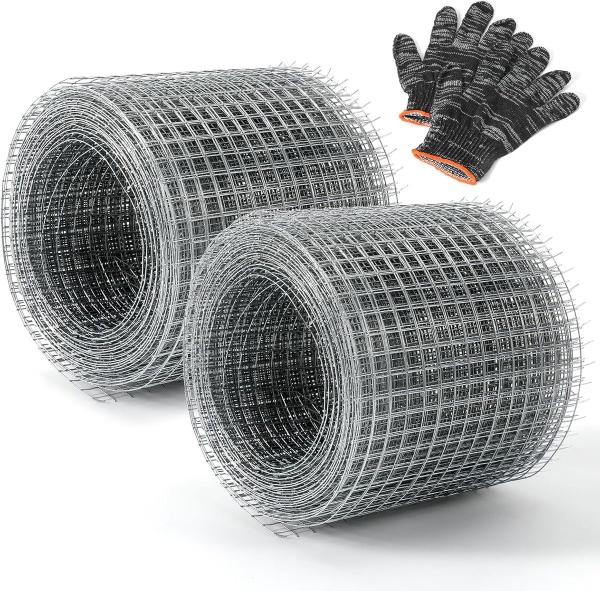 Tegen knaagdieren en fijnmazig, stijf tuinhek, fijnmazig gegalvaniseerd stalen hek (10 cm x 6 m x 2 rollen + paar handschoenen)