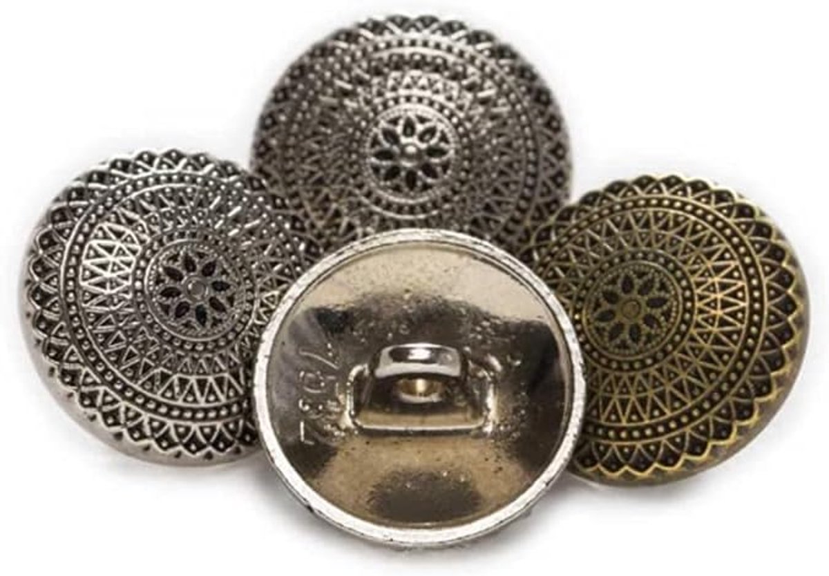 5 Stuks Metaal Schacht Cirkel Bloem Patroon Ronde Vintage Knopen Ambacht voor DIY Naaien Kleding Decoratie