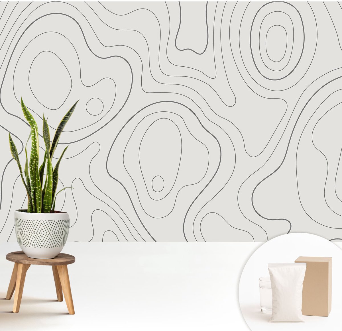 Wallfluent Fotobehang - Wit Vliesbehang - 208x146 cm - Vloeistofleidingen Muurschildering - Slaapkamer behang Achtergronden En Patronen - Fotobehang Vlies - Slaapkamer behang