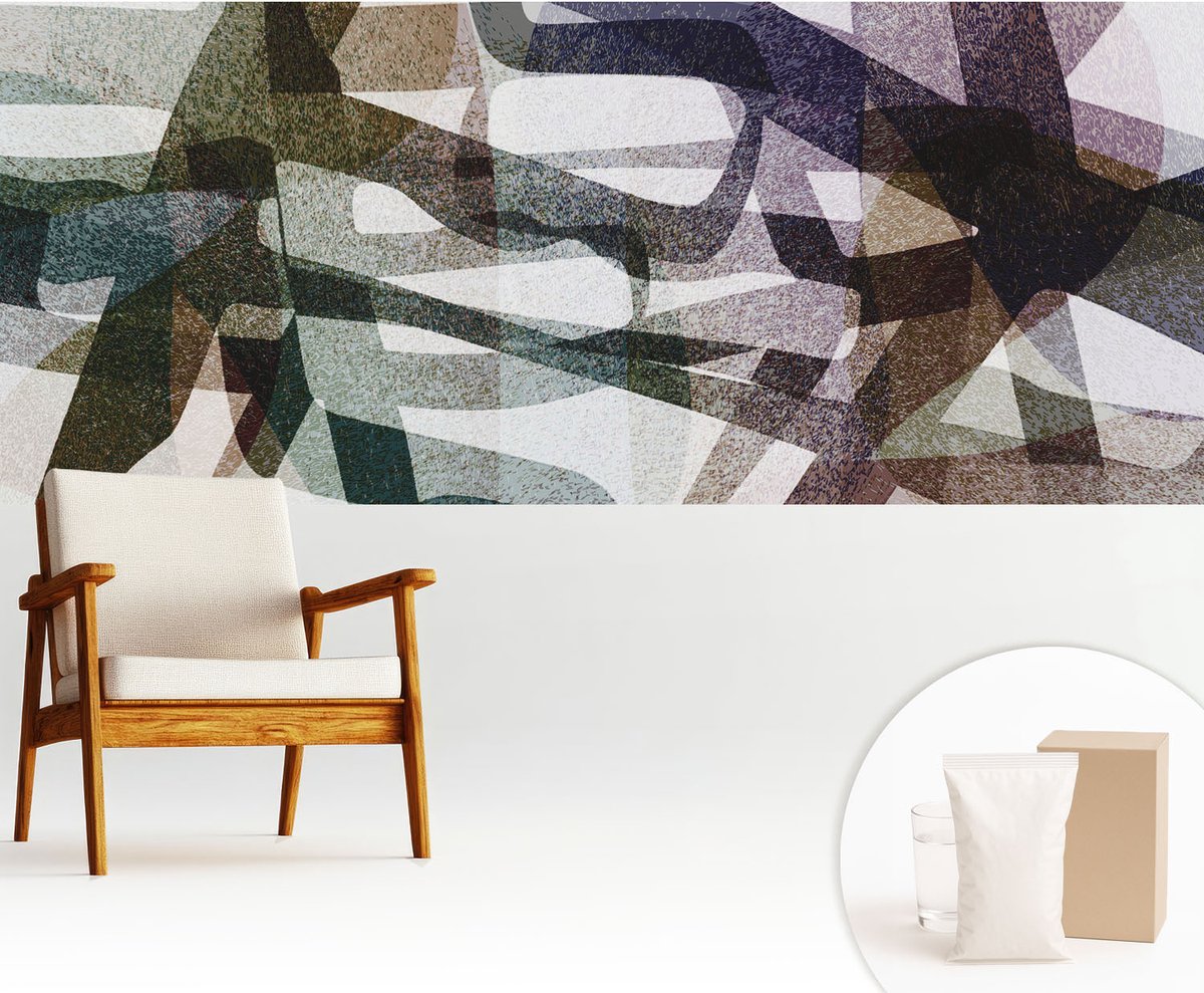 Wallfluent Fotobehang - Zwart Vliesbehang - 250x104 cm - Kleurrijke Strikken Fotobehang Vlies - Hal behang Abstractie - Muurschildering - Hal behang