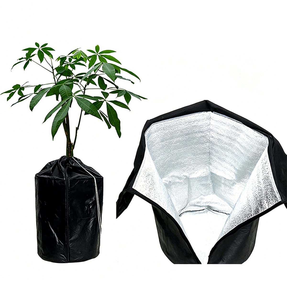 Beschermhoes voor plantenpotten - Plantenhoes - Isolatiehoes voor bomen - Wintervorstbeschermer - Isolatiehoes voor potplanten - 420D Oxford-stof - 45 x 55 cm - Zwart