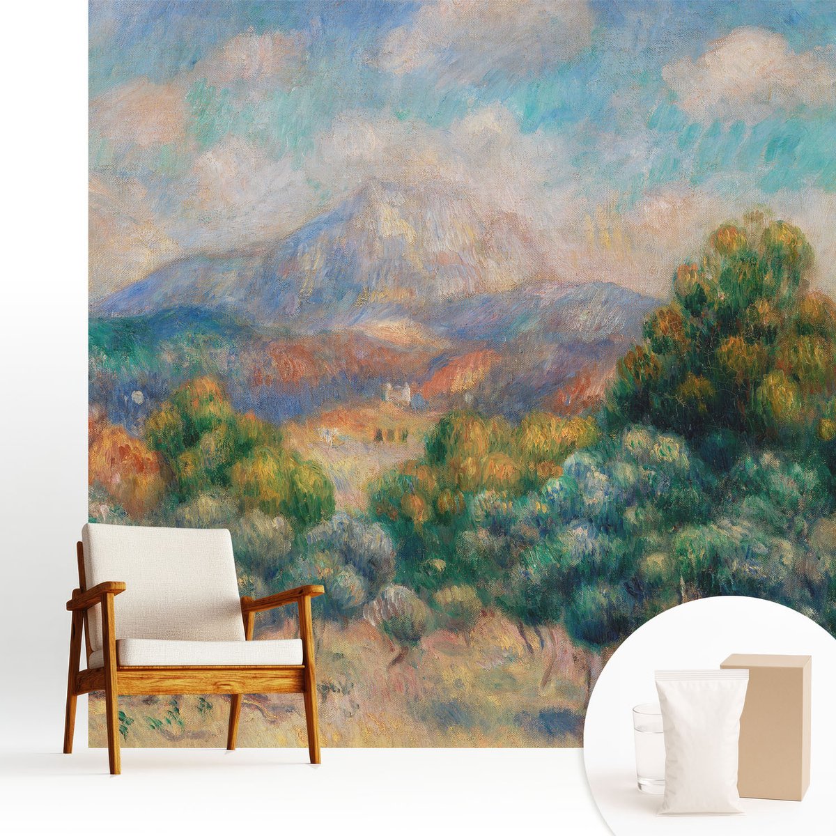 Wallfluent Fotobehang - Blauw Vliesbehang - 250x250 cm - Berglandschap Muurschildering - Slaapkamer behang Landschappen - Fotobehang Vlies - Slaapkamer behang