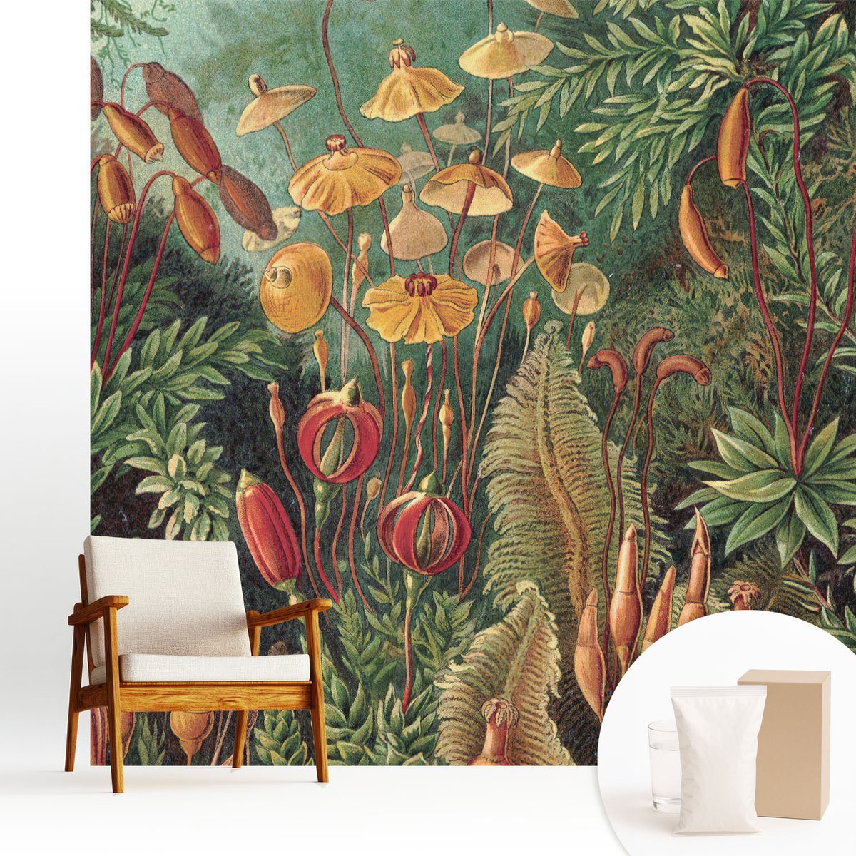 Wallfluent Fotobehang - Groente Vliesbehang - 250x250 cm - Exotische Tuin Muurschildering - Slaapkamer behang Bloemen En Planten - Fotobehang Vlies - Gang behang