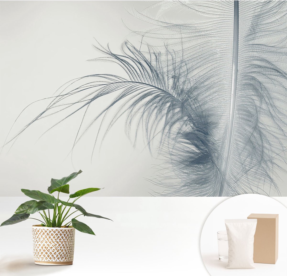 Wallfluent Fotobehang - Wit Vliesbehang - 152x104 cm - Fijne Veer Muurschildering - Gang behang Achtergronden En Patronen - Fotobehang Vlies - Slaapkamer behang