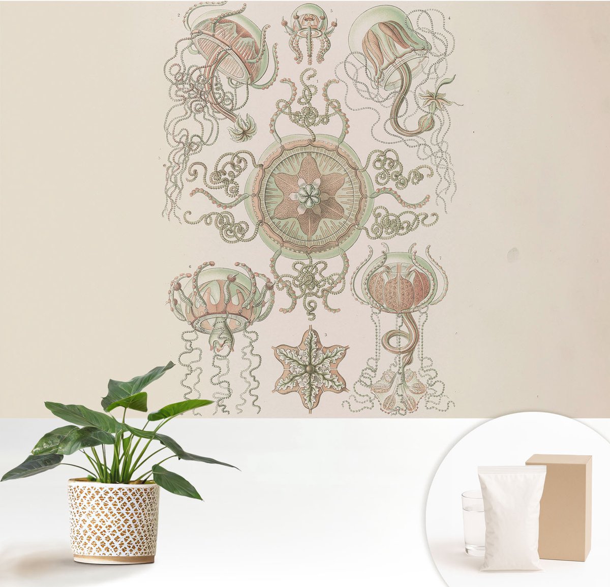 Wallfluent Fotobehang - Beige Vliesbehang - 152x104 cm - Onderwaterwereld Muurschildering - Slaapkamer behang Deel - Fotobehang Vlies - Slaapkamer behang