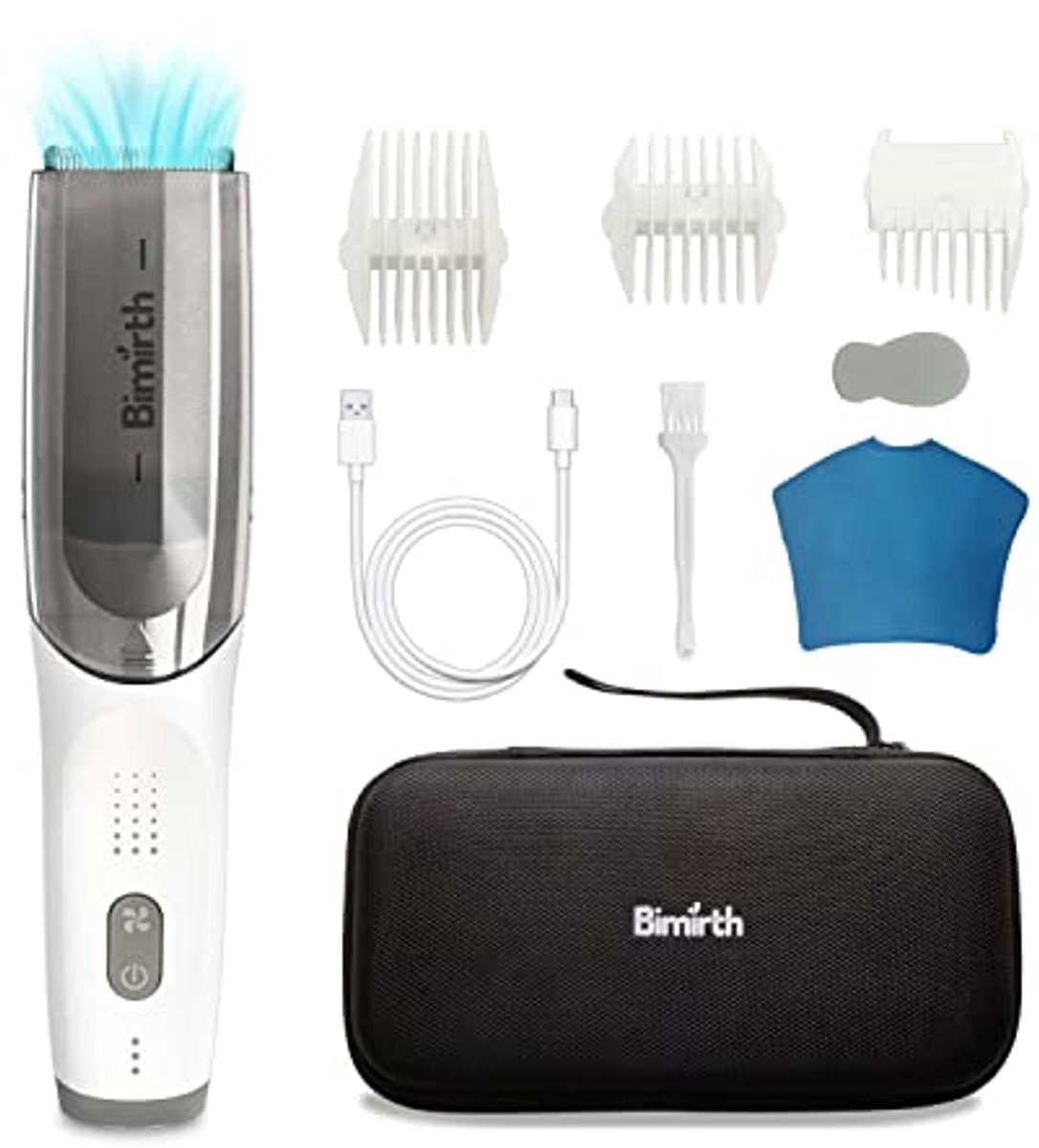 Stille Tondeuse met Vacuümfunctie voor Kinderen – Draadloos & USB Oplaadbaar – Waterdicht – 3 Opzetkammen