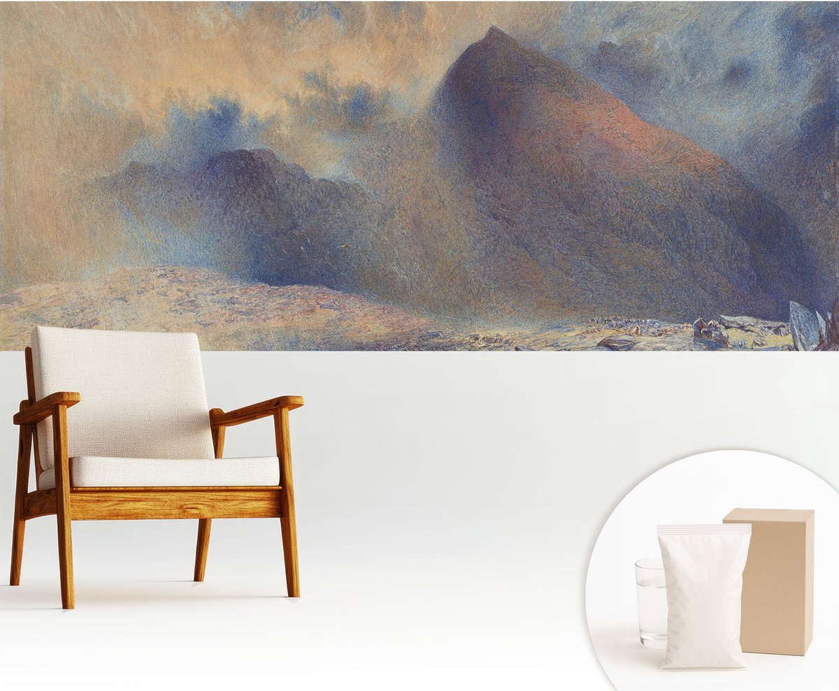 Wallfluent Fotobehang - Zwart Vliesbehang - 250x104 cm - Berglandschap Muurschildering - Gang behang Landschappen - Fotobehang Vlies - Slaapkamer behang