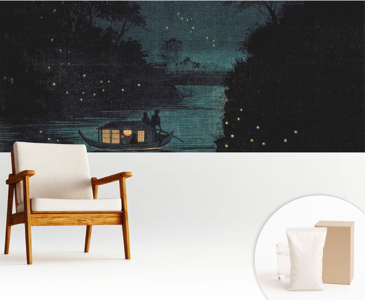 Wallfluent Fotobehang - Marine Vliesbehang - 250x104 cm - Avondlichten Fotobehang Vlies - Woonkamer behang Landschappen - Muurschildering - Hal behang