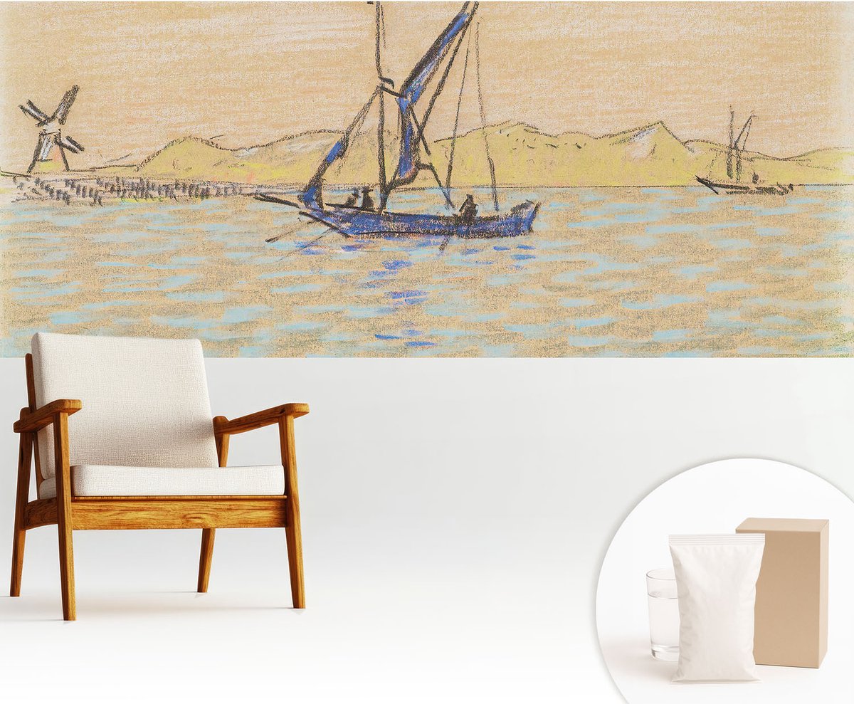 Wallfluent Fotobehang - Beige Vliesbehang - 250x104 cm - Zee Van Vrede Muurschildering - Gang behang Landschappen - Fotobehang Vlies - Slaapkamer behang