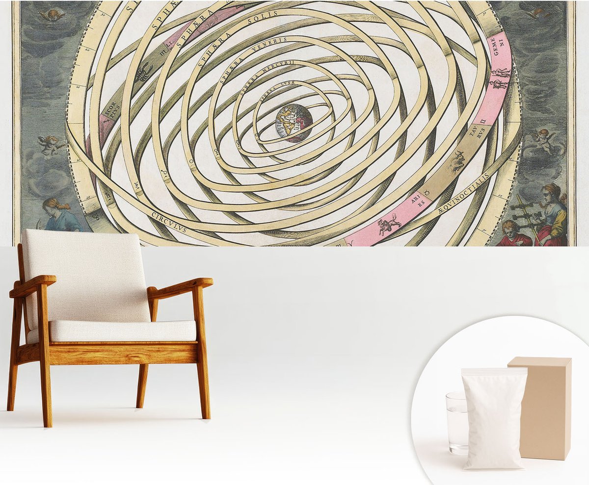 Wallfluent Fotobehang - Beige Vliesbehang - 250x104 cm - Kosmische Spiraal Muurschildering - Slaapkamer behang Kosmos - Fotobehang Vlies - Gang behang