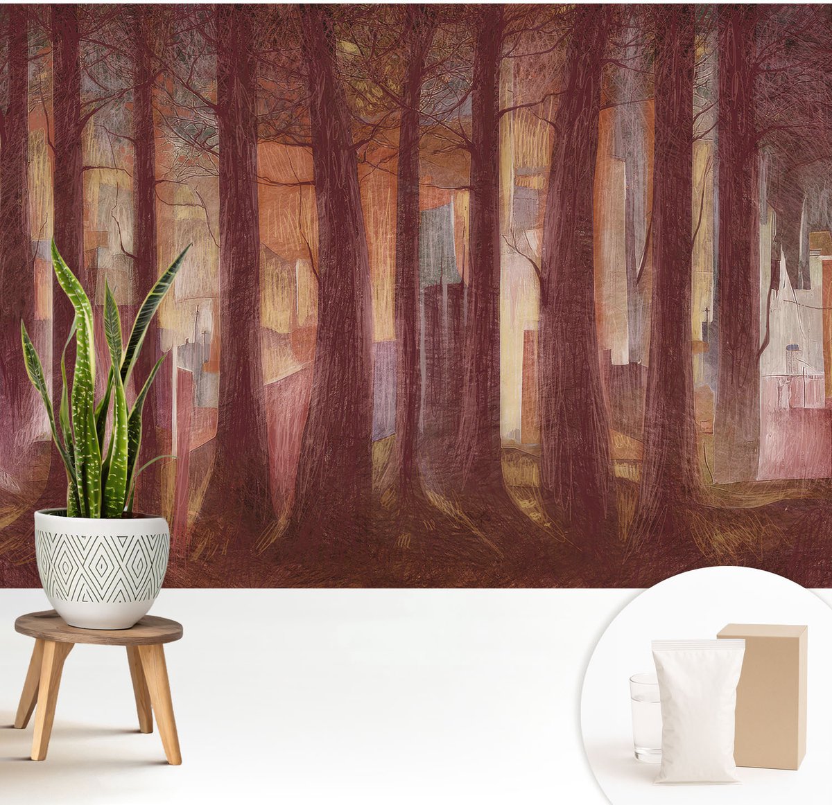 Wallfluent Fotobehang - Bruin Vliesbehang - 208x146 cm - Mysterieus Landschap Fotobehang Vlies - Woonkamer behang Landschappen - Muurschildering - Hal behang
