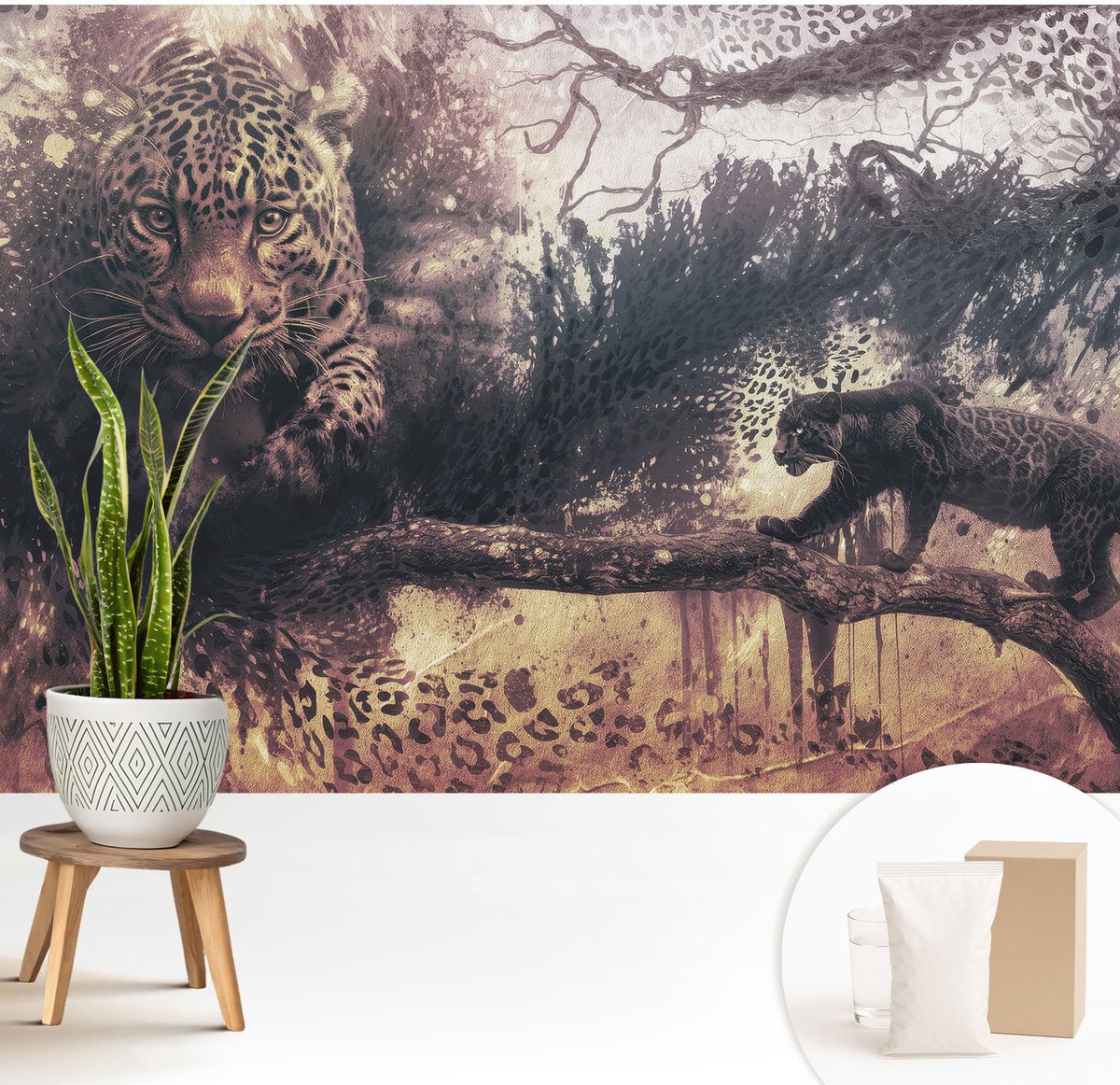 Wallfluent Fotobehang - Bruin Vliesbehang - 208x146 cm - Bosthema Muurschildering - Slaapkamer behang Dieren - Fotobehang Vlies - Slaapkamer behang