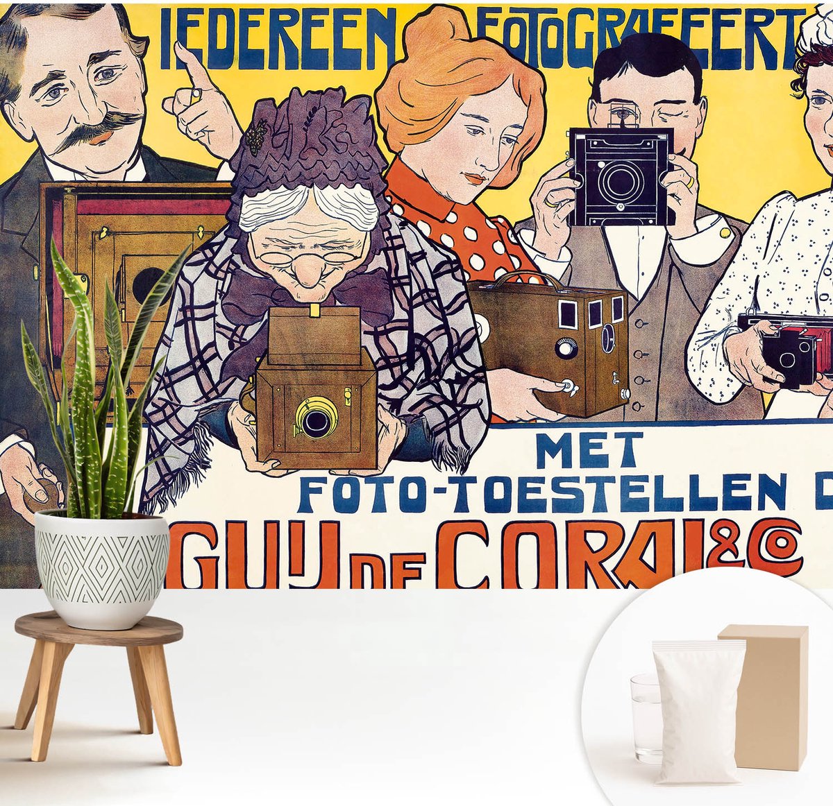 Wallfluent Fotobehang - Wit Vliesbehang - 208x146 cm - Passie Voor Fotografie Muurschildering - Gang behang Mensen - Fotobehang Vlies - Slaapkamer behang