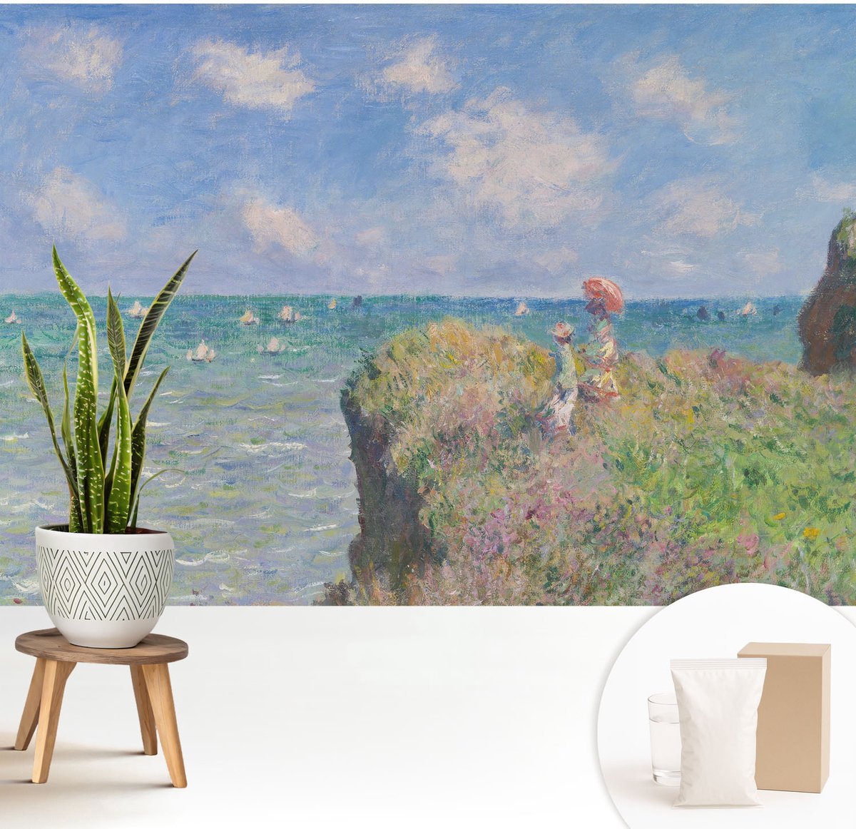 Wallfluent Fotobehang - Blauw Vliesbehang - 208x146 cm - Vreedzaam Landschap Muurschildering - Gang behang Landschappen - Fotobehang Vlies - Slaapkamer behang