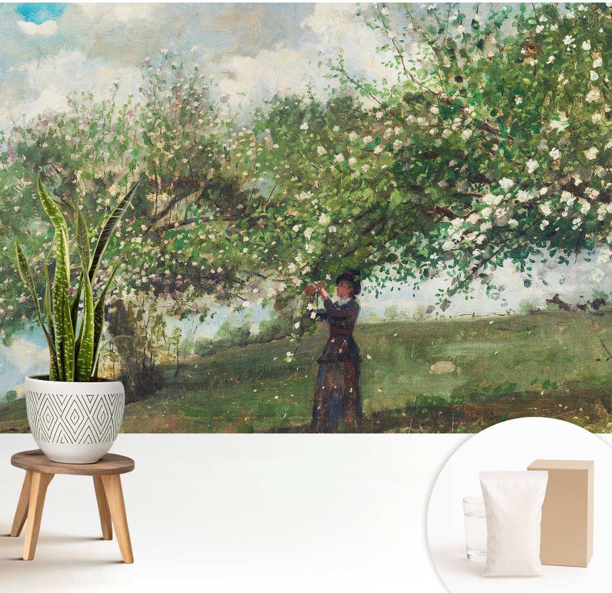 Wallfluent Fotobehang - Groente Vliesbehang - 208x146 cm - Lentetafereel Muurschildering - Gang behang Landschappen - Fotobehang Vlies - Slaapkamer behang