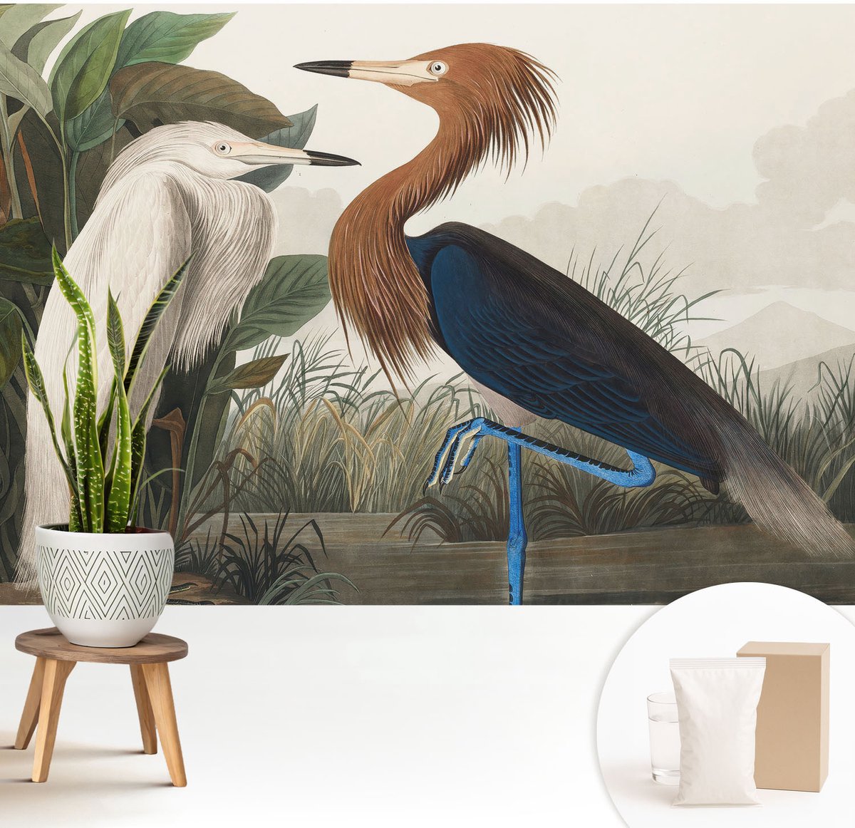 Wallfluent Fotobehang - Groente Vliesbehang - 208x146 cm - Vogels In Planten Fotobehang Vlies - Woonkamer behang Dieren - Muurschildering - Woonkamer behang