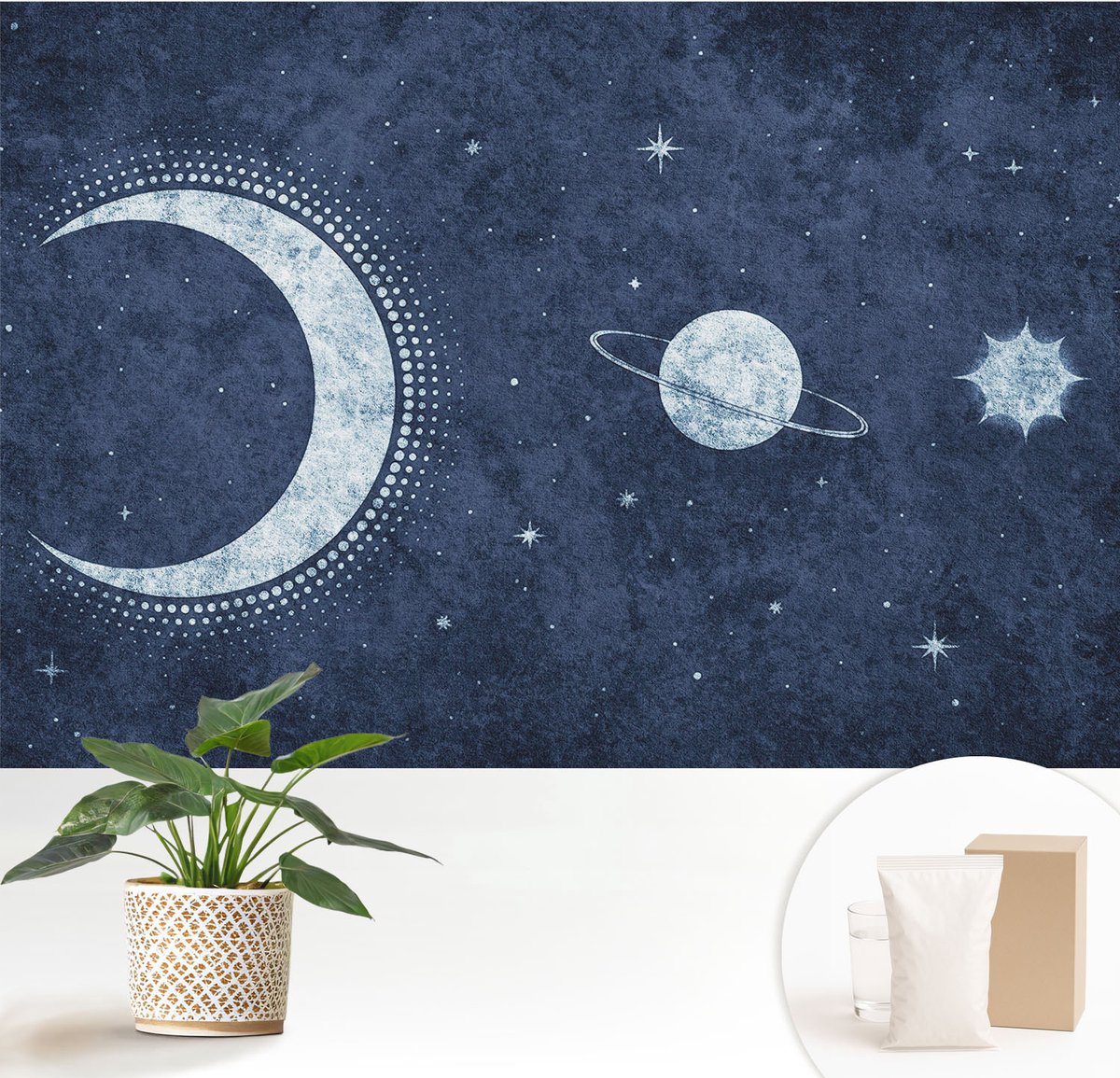 Wallfluent Fotobehang - Marine Vliesbehang - 152x104 cm - Stermotief Fotobehang Vlies - Hal behang Kosmos - Muurschildering - Woonkamer behang