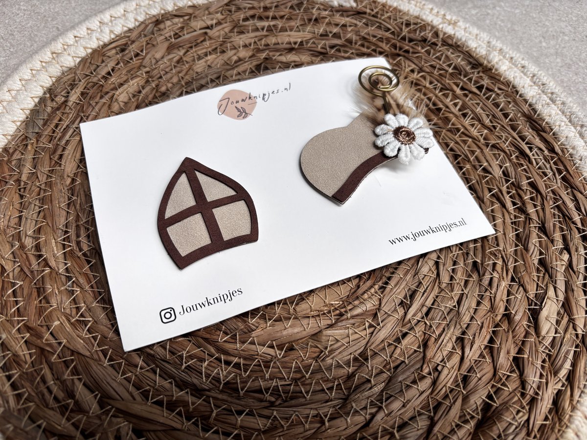 Mijter en Pietenmuts beige bruin haarspeldjes- alligator en antislip - kinderknipjes - Sinterklaas haarspeldjes - schoencadeautjes sinterklaas - Sinterklaas knipjes- Haarspeldjes kinderen