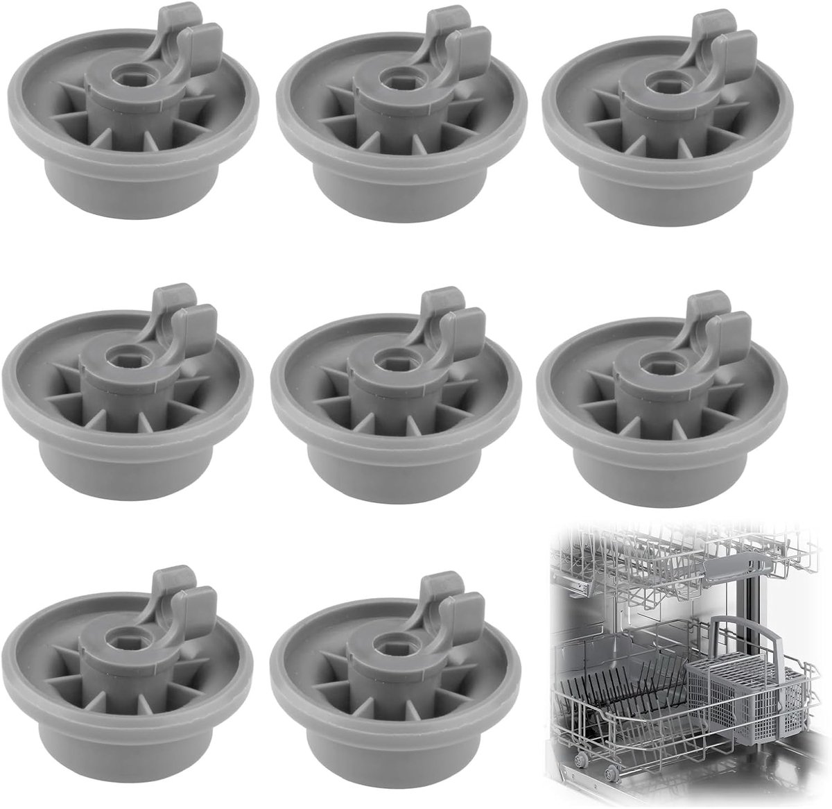 Compatibel met Bosch, 8 stuks, vaatwasserwielen, wielen en reservewielen, universeel compatibel met Bosch Siemens Neff Beko