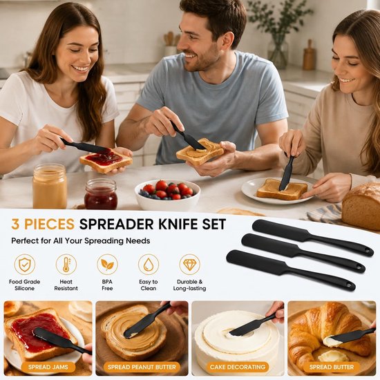 Silicone Spatel Set 3-dlg, Hittebestendig tot 315°C, Ideaal voor Dee — afbeelding 5