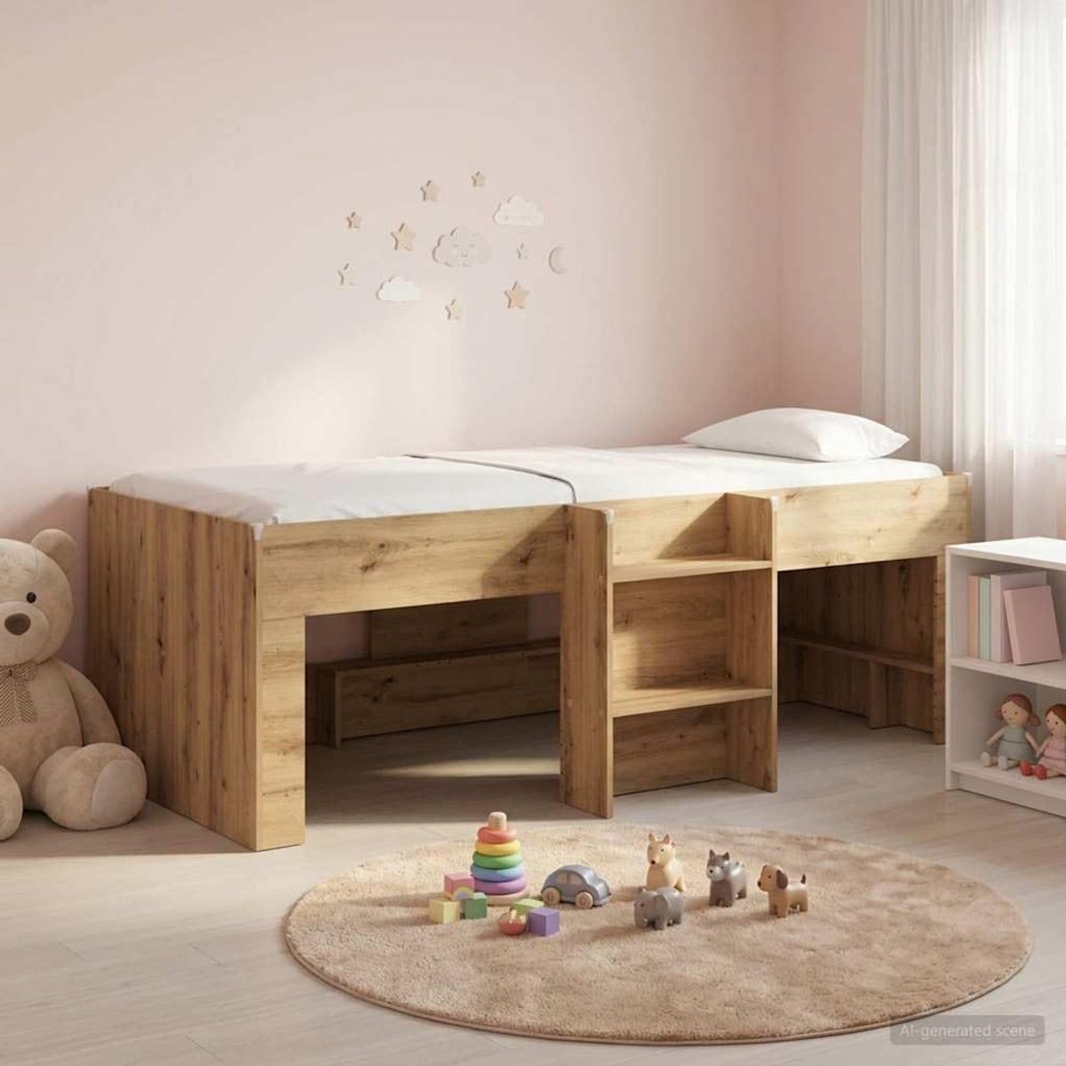 Bewerkt hout Ruimtebesparend met ladder 100x200 cm Artisanaal eiken