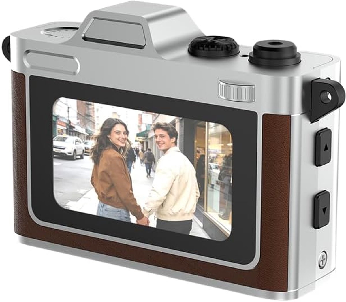 DC29S Mini retro digitale camera, 2K/1080P FHD met 1,47 inch IPS-display, flitser en audio, OTG, leren zinkbehuizing, compacte sleutelhangercamera voor reisfotografie en vlogging