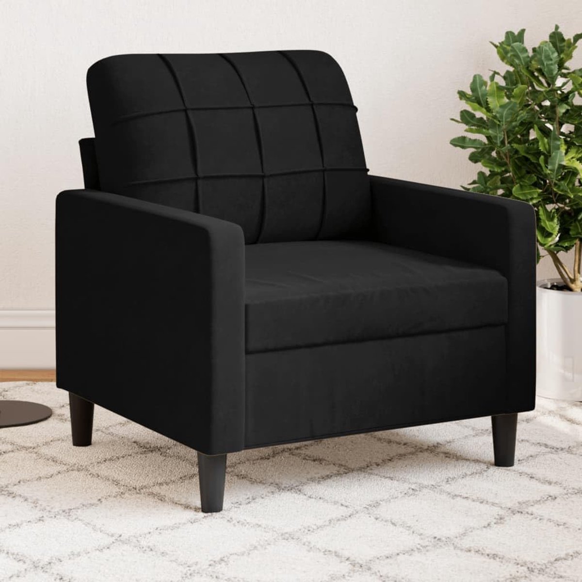 Zwart 60 cm fluweel modern velours fauteuil met metalen frame voor woonkamer comfort