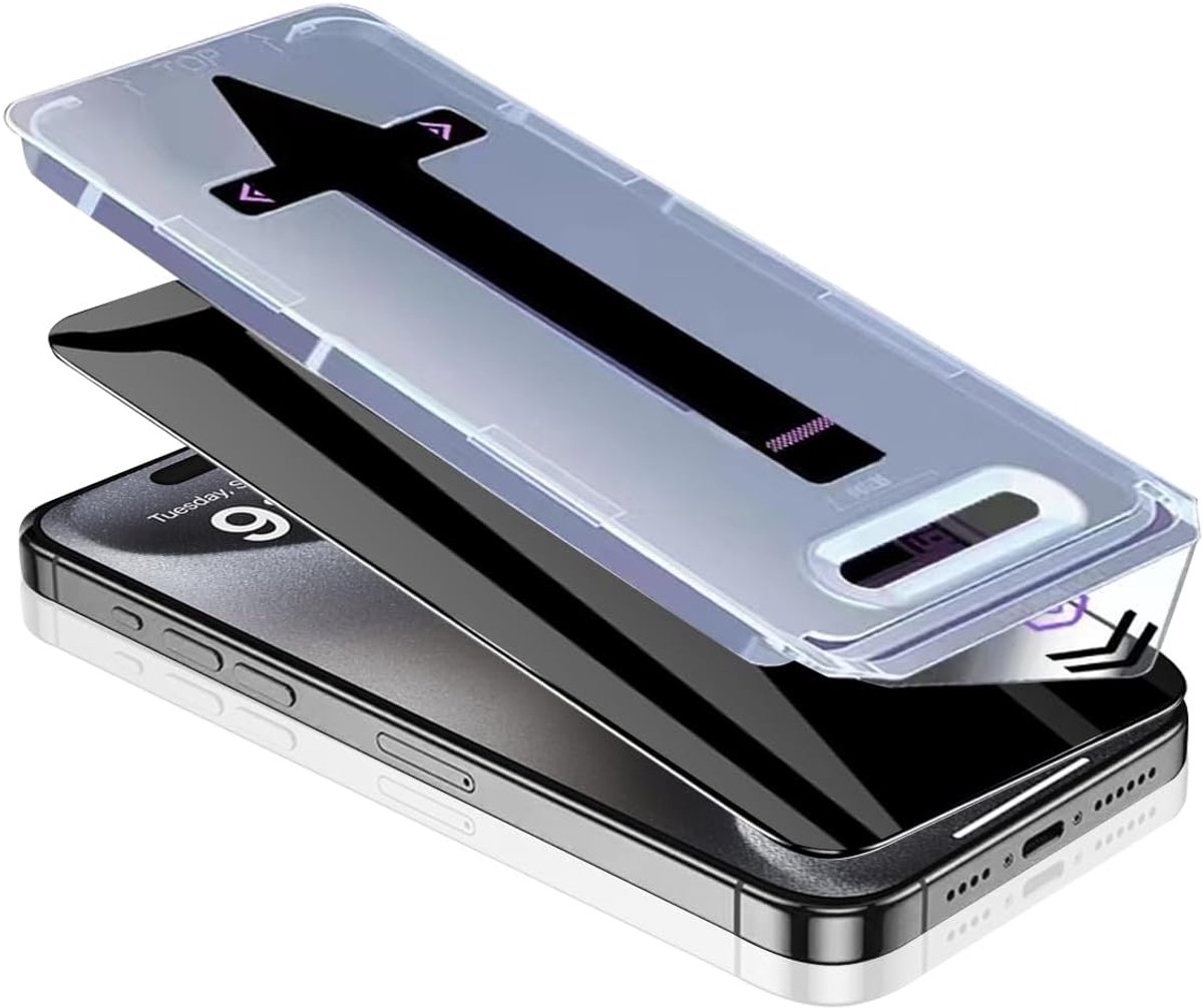 Screenprotector voor iPhone 15 Pro displaybescherming 6,1 inch [Auto-Dust-Eliminatie], 9H hardheid, zonder luchtbellen voor iPhone 15 Pro, pantserbescherming, glas, 1 stuk